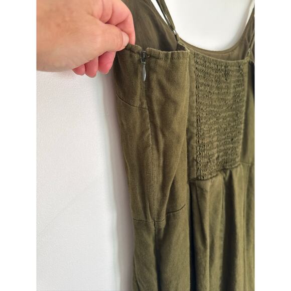 Quince 100% European LinenSpaghetti Strap Midi Dress - Olive Green, Small - Picture 4 of 10